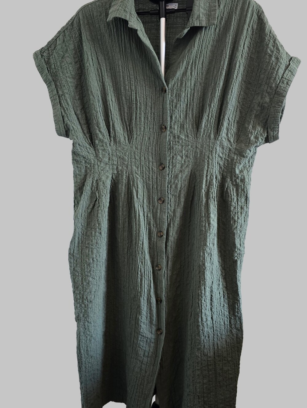Sonoma Button-Front Olive Green Women's Textured Dress Top Size 1X